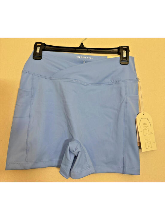 Blogilates Pants - Blogilates Cool Blue Crisscross Scrunch Bike Short, Large, NWT